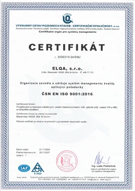 Certifik&aacute;t ISO 9001